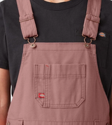 Dickies Women's Relaxed Fit Bib Overalls - Rinsed Ash Rose