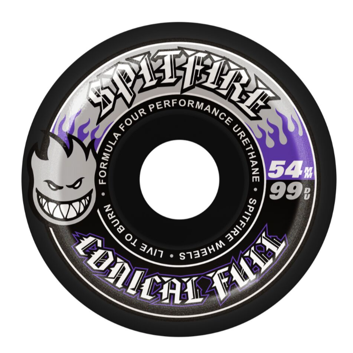 Spitfire 99a Duro Formula Four Conical Full Skateboard Wheels Black