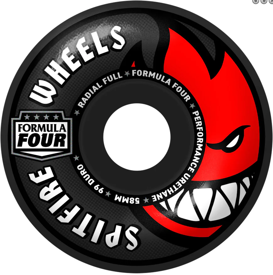 Spitfire 99a F4 Radial Full Skateboard Wheels Black