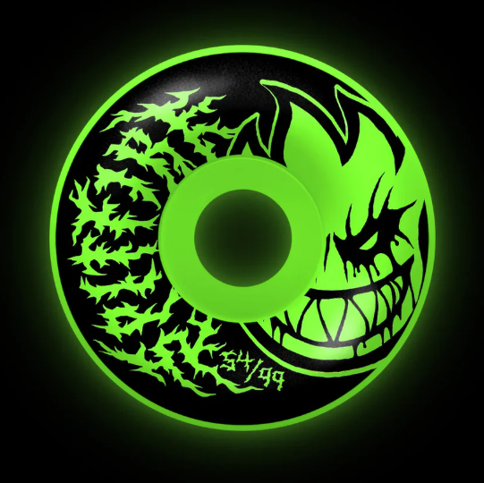 Spitfire Deathmask 54mm 99a F4 Radial Full Skateboard Wheels Glow