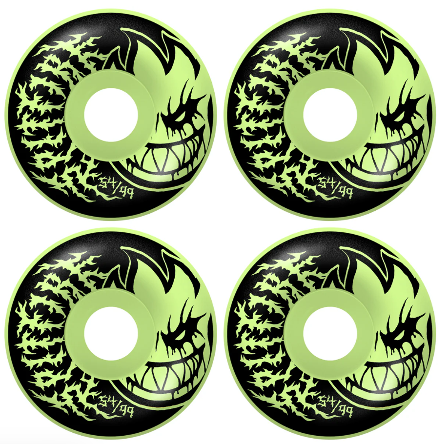 Spitfire Deathmask 54mm 99a F4 Radial Full Skateboard Wheels Glow