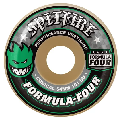 Spitfire 101a Duro Formula Four Conical Skateboard Wheels Green Print