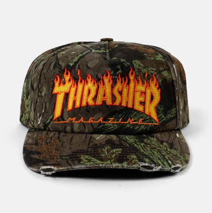 Thrasher Flame Distressed Snapback Hat