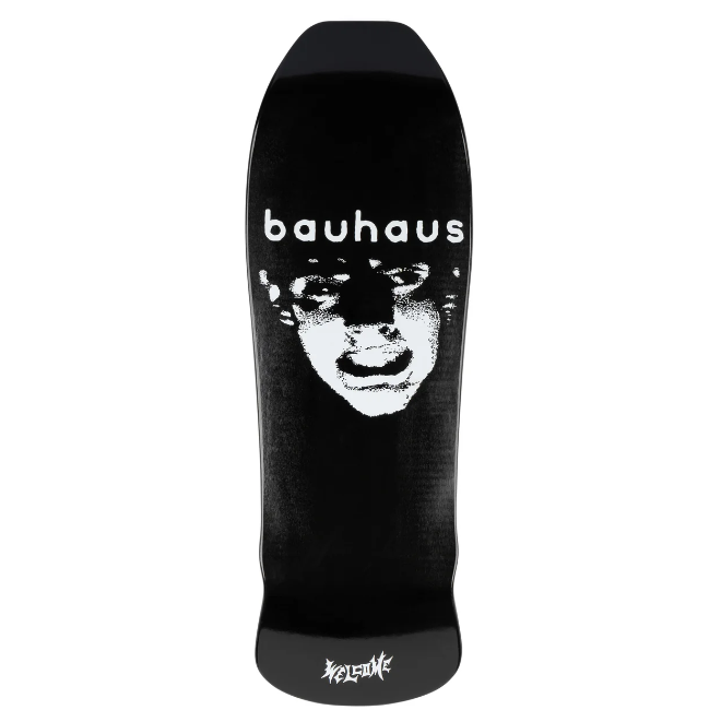 Welcome & Bauhaus Mask on Early Grab Black Dip Skateboard Deck - 10.0"