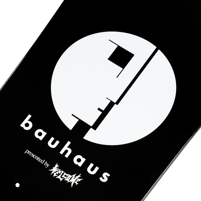Welcome & Bauhaus Mask on Early Grab Black Dip Skateboard Deck - 10.0"