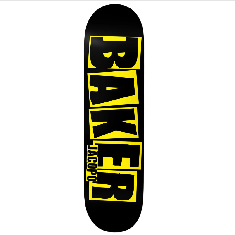 Baker Skateboard Jacopo Carozzi Logo Danger Yellow Deck 8.0"