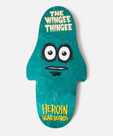 Heroin Team Wingee Thingee Shaped Skateboard Deck 15.25"