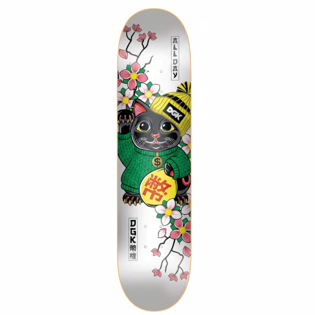 DGK Team Lucky Cat Skateboard Deck 8.25