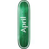 April Team OG Logo Green Twin Tail Skateboard Deck 8.25"