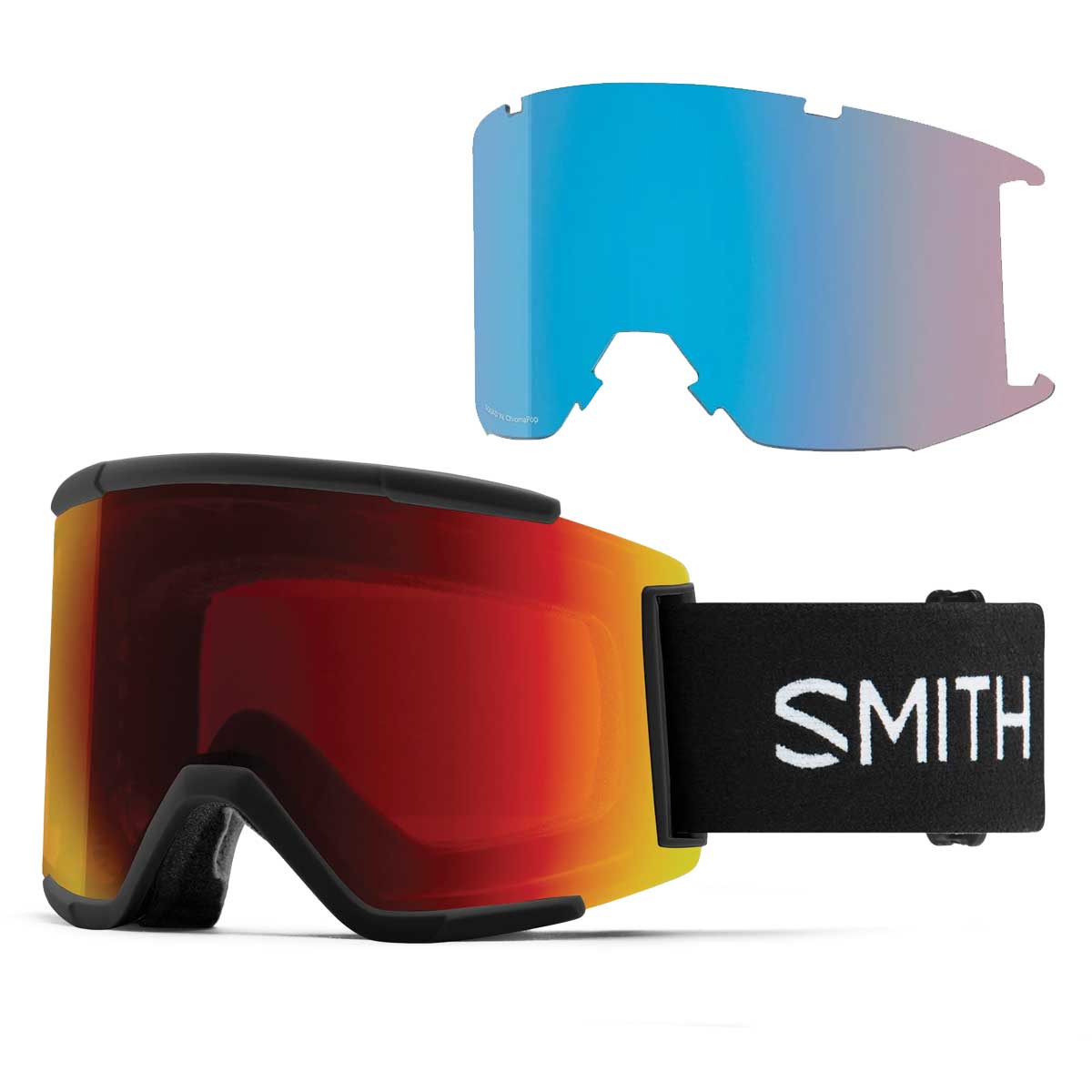 Smith Squad XL Goggles Black + ChromaPop Sun Red Mirror Lens