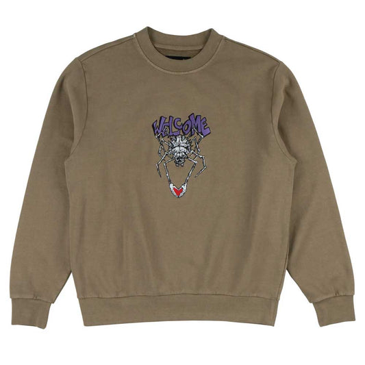 Welcome Spidey Pigment Dyed Crew Sweatshirt - Stone