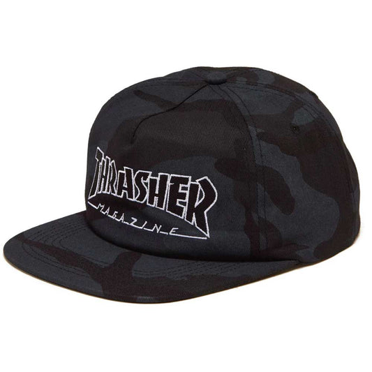 Thrasher Outlined Snapback Hat Black Camo