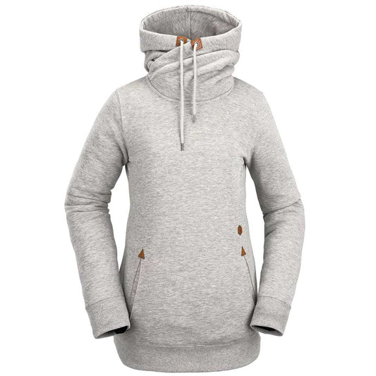 Volcom Women's Tower Pullover Fleece Hoodie - Heather Grey - Large