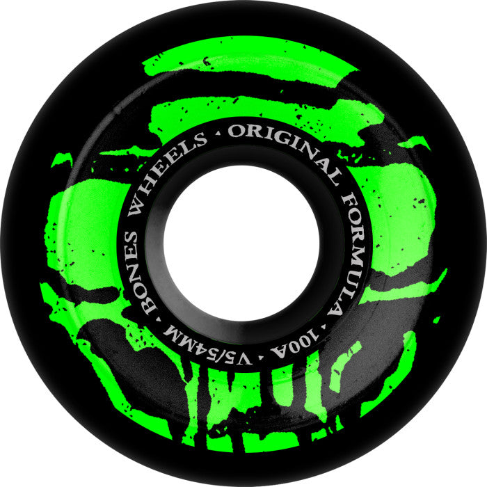 Bones 100a V5 OG Formula Mummy Skulls 54mm Skateboard Wheels Black