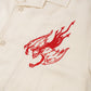 Welcome Hellion Embroidered Linen Short Sleeve Button Up Shirt - Bone