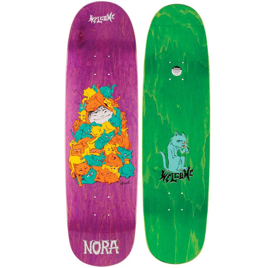 Welcome Nora Vasconcellos Purr Pile on Sphynx Purple Stain Skateboard Deck - 8.8"