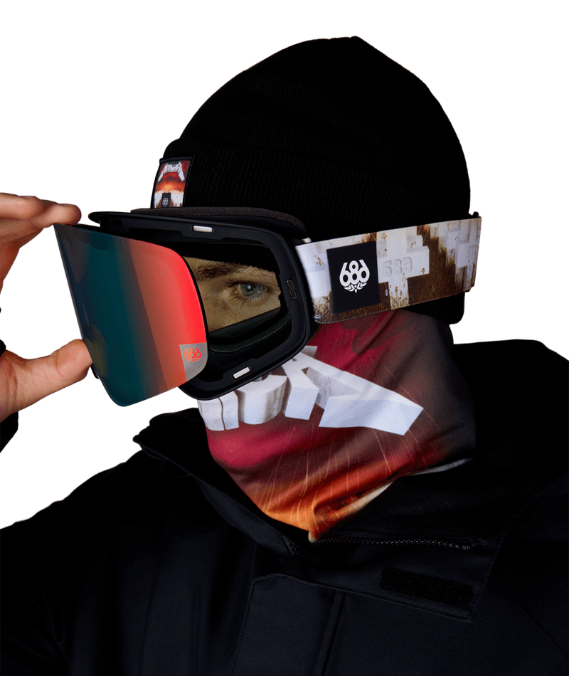 608 Smarty Magnetic Metallica Snow Goggles Black Frame / Solar Mirror Lens with bonus black lens - 2027