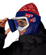 608 Smarty Magnetic PBR Snow Goggles White Frame / Navy Mirror Lens with bonus solar mirror lens - 2027