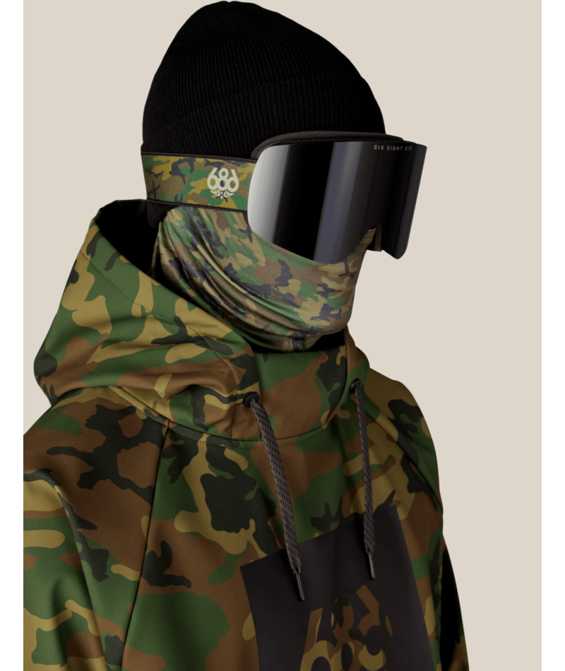 608 Foundation Camo Strap Snow Goggles Black Frame / Black Mirror Lens - 2027