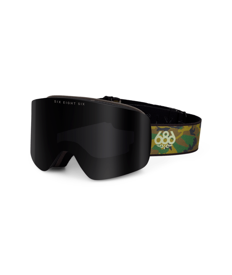 608 Foundation Camo Strap Snow Goggles Black Frame / Black Mirror Lens - 2027