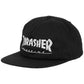 Thrasher Mag Logo 5 Panel Snapback Hat - Black/White
