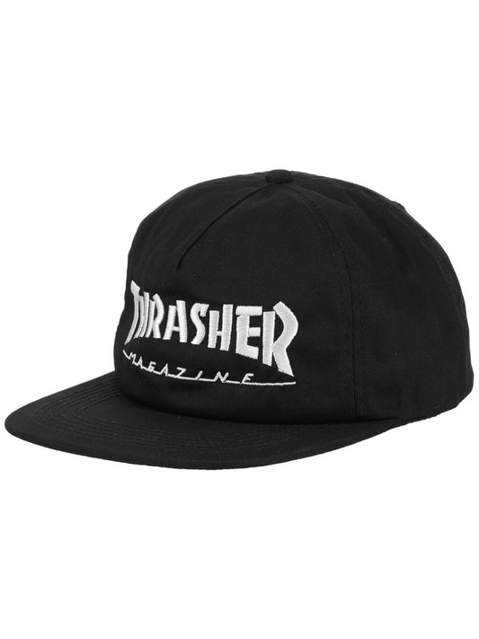 Thrasher Mag Logo 5 Panel Snapback Hat - Black/White