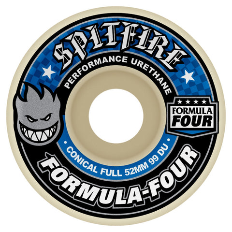 Spitfire 99a Formula Four Conical Full Skateboard Wheels Blue Print - Multiple sizes