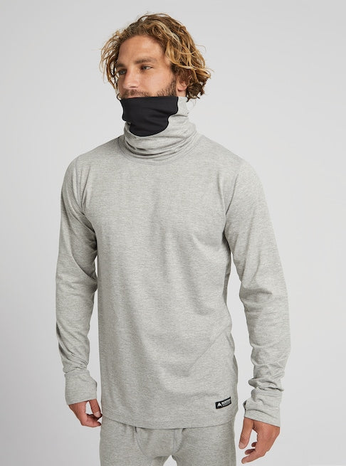 Burton Men's Midweight Base Layer Long Neck Shirt - Gray Heather
