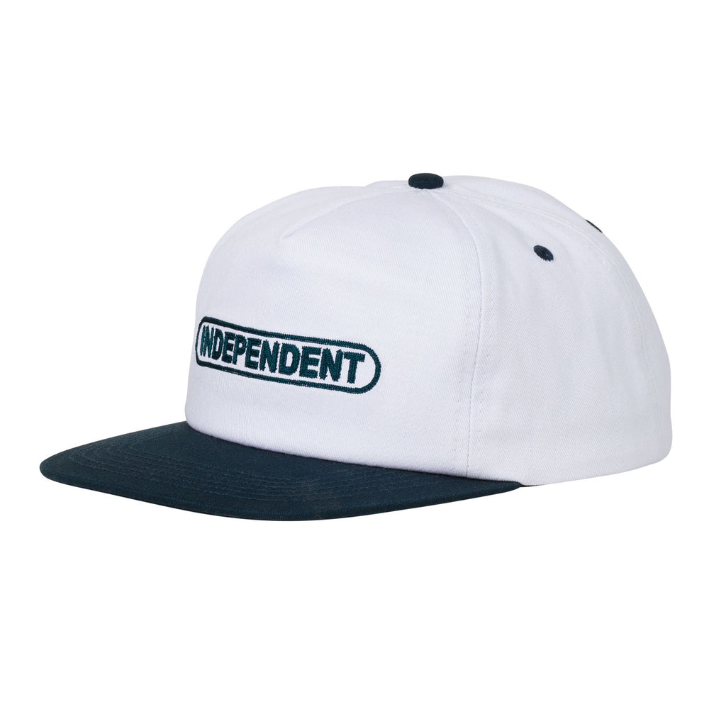 Independent Baseplate Snapback Unstructured Mid Unisex Hat - White/Navy