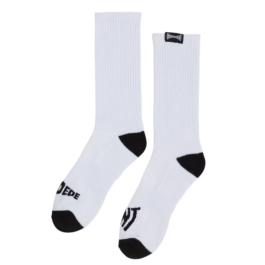 Independent Span Split Mens Crew Socks - White/Black