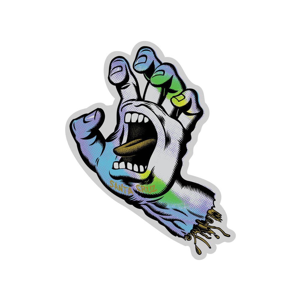 Santa Cruz Holographic Screaming Hand Sticker 3.125 in x 4in