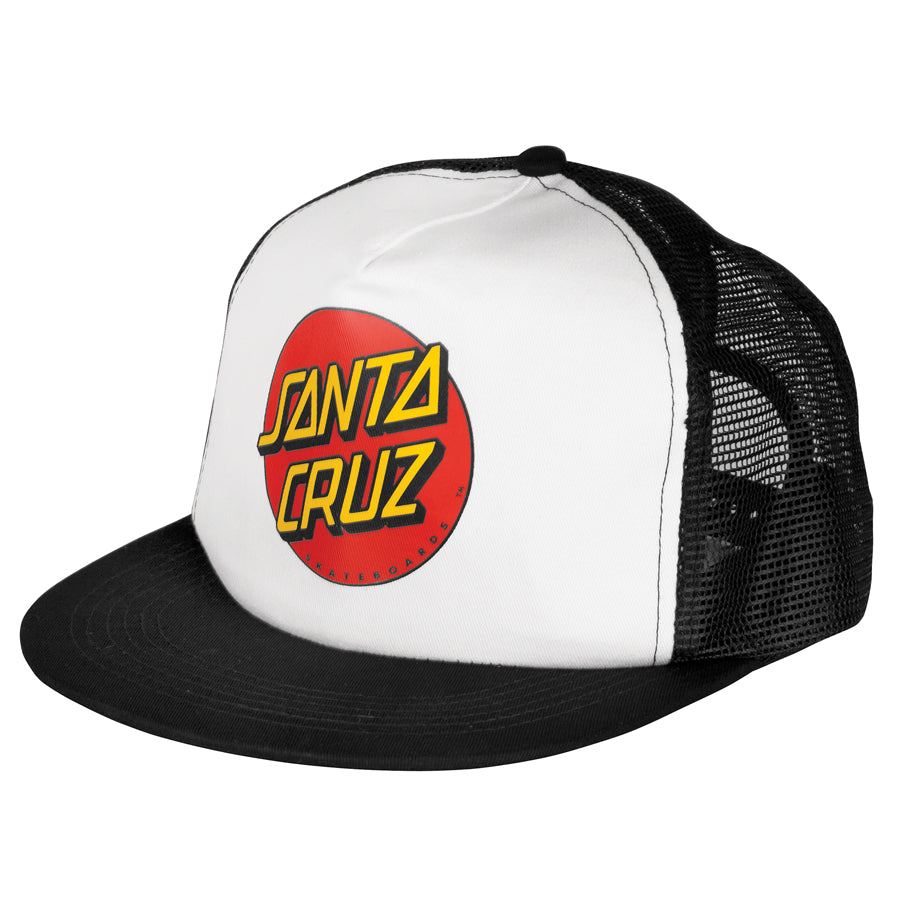 Santa Cruz Classic Dot Mesh Trucker High Profile Hat - Black/White