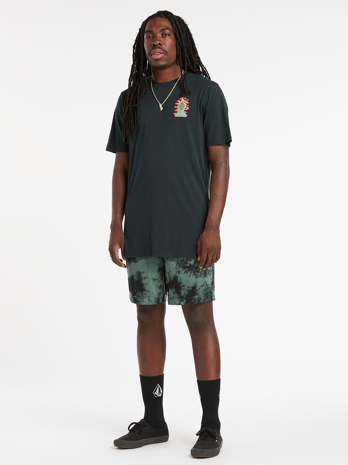 Volcom Frickin Mix Elastic Waist Shorts - Dark Forest