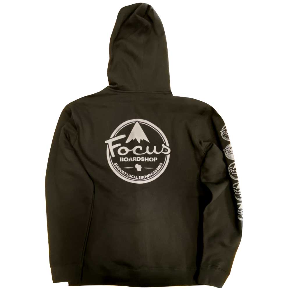 Focus Boardshop Sleeve Mountain Logo Full Zip Hoodie - Black