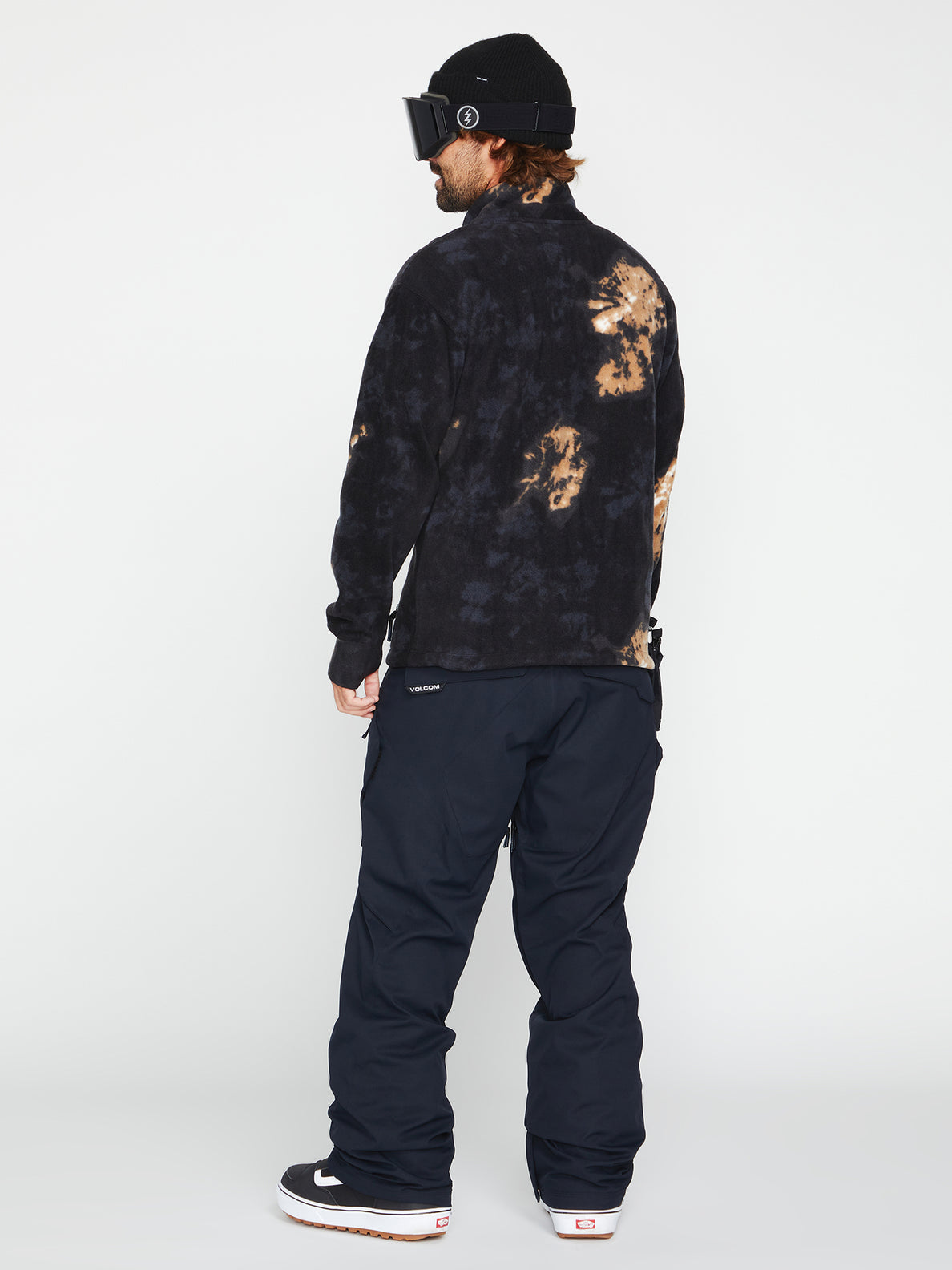 Volcom Mens V-Science Fleece Pullover 1/2 Zip Hoodie - Bleach Black