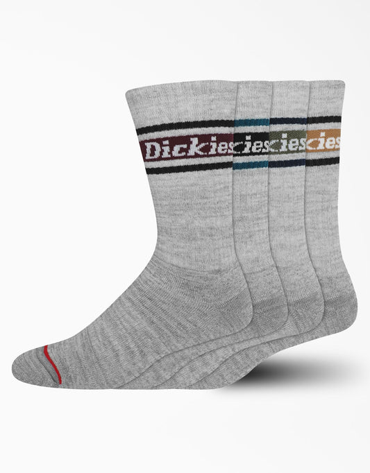 Dickies Skateboarding Performance Crew Socks - 4 Pack - Gray Fall Stripe