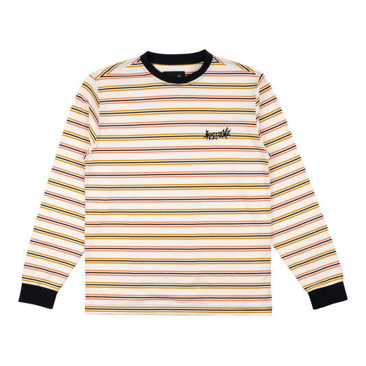 Welcome Palmer Stripe Yarn-Dyed Longsleeve Knit T-Shirt - Bone