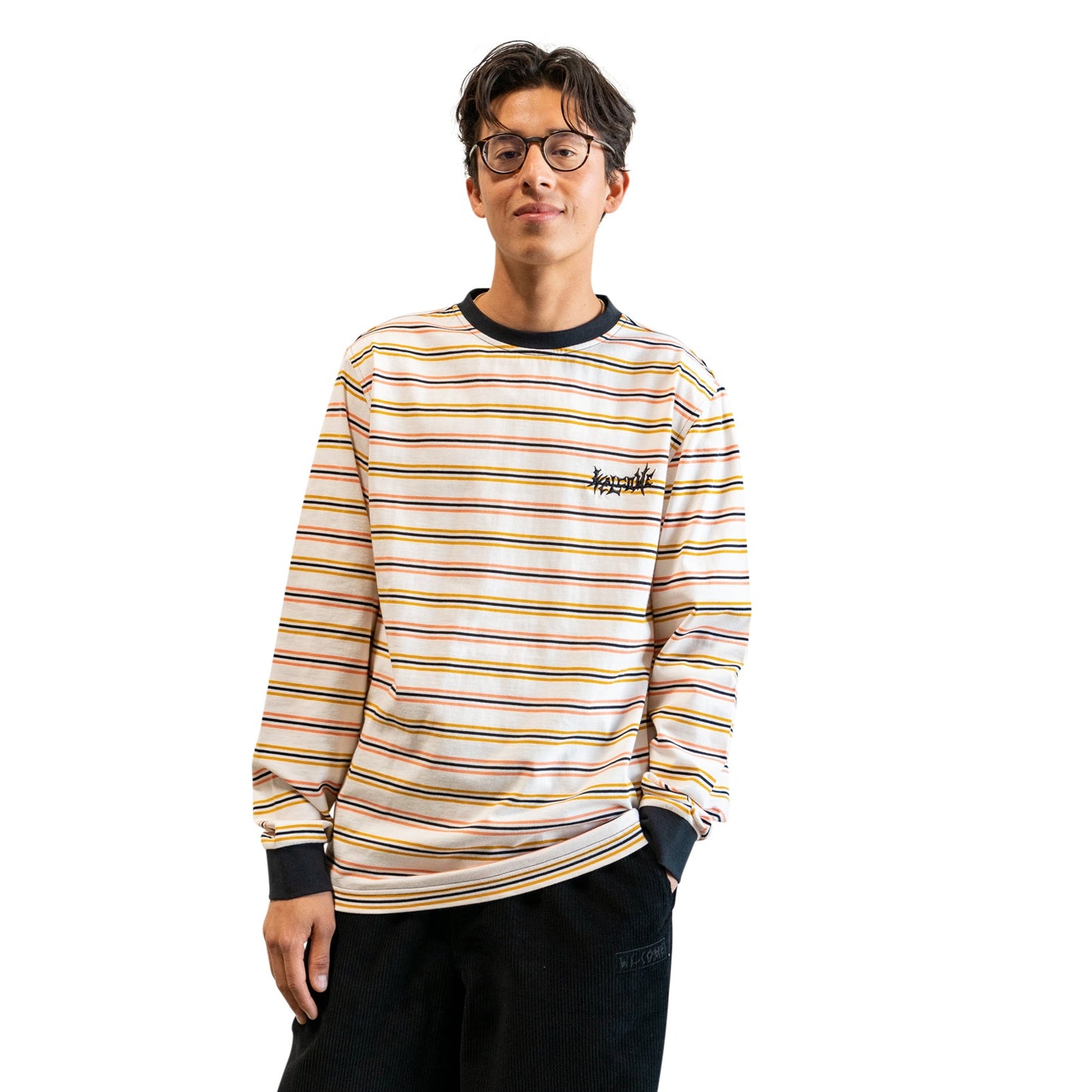 Welcome Palmer Stripe Yarn-Dyed Longsleeve Knit T-Shirt - Bone