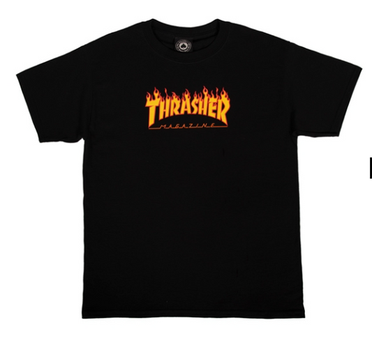 Thrasher Mag Flame Logo Youth T-Shirt - Black