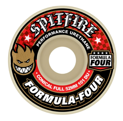 Spitfire 101d Formula Four Conical Full Skateboard Wheels Red/Natural - Multiple sizes