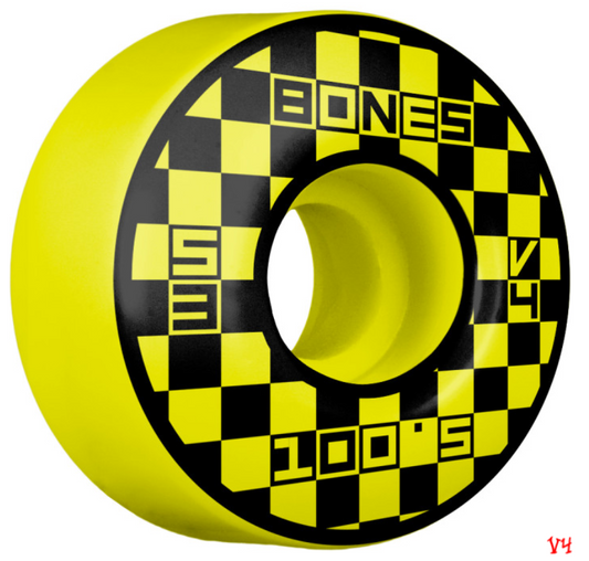 Bones OG Formula Skateboard Wheels 100 53mm V4 Wide Block Party Yellow