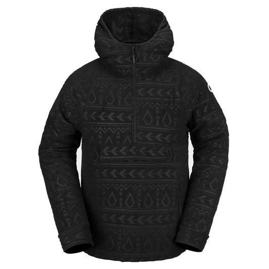 Volcom Mens V-Science Fleece Pullover 1/2 Zip Hoodie - Black