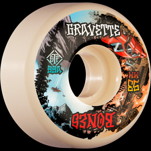 Bones Pro STF Skateboard Wheels Gravette Heaven & Hell 53mm V2 Locks 99A
