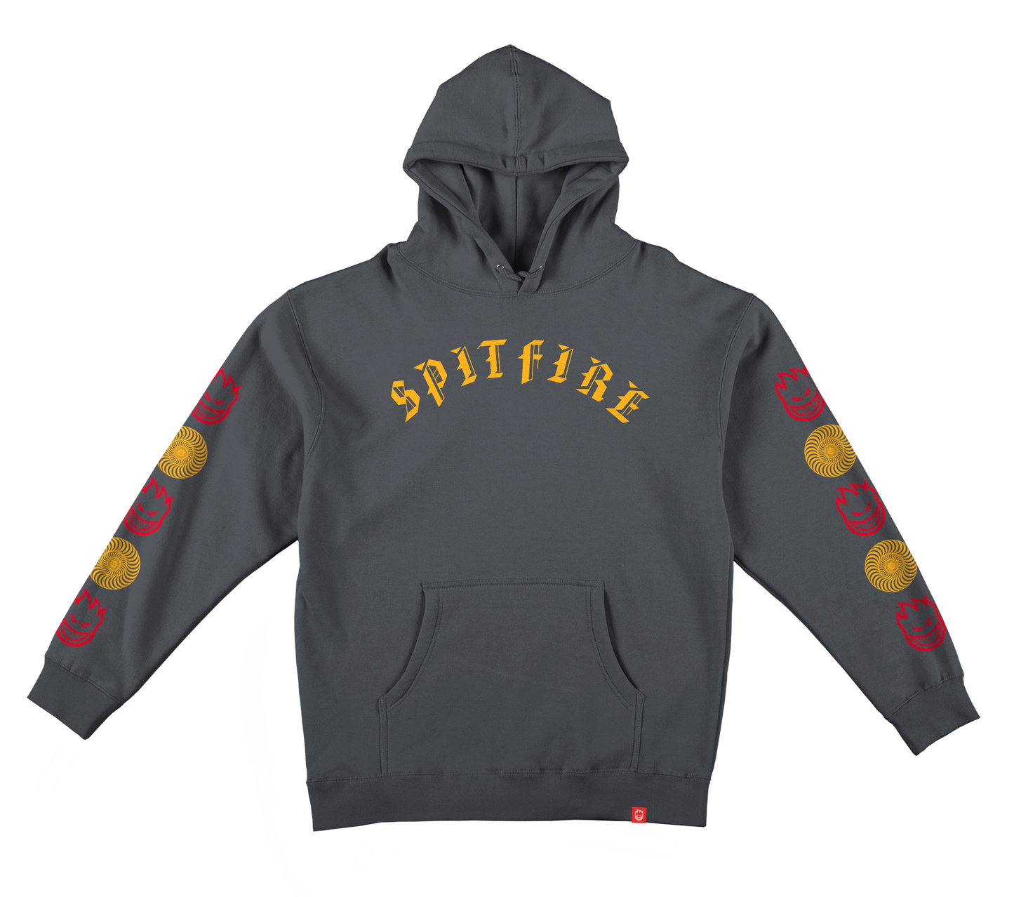 Spitfire Old E Bighead Combo Sleeve Pullover Sweatshirt - Charcoal/Gold/Red