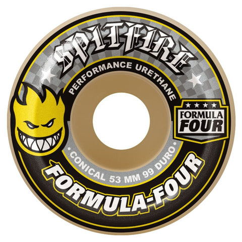 Spitfire Formula Four Conical Skateboard Wheels Yellow Print